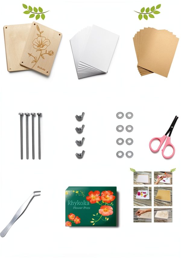 Rhykoka Wooden Flower Press Kit Steel for Kids-2