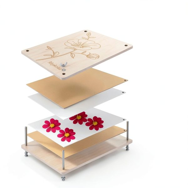 Rhykoka Wooden Flower Press Kit Steel for Kids-3