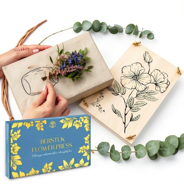 Berstuk Flower Press Kit Wooden Travel Size-4