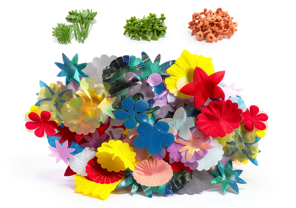 Child assembling a fabric flower bouquet from the odjas kit
