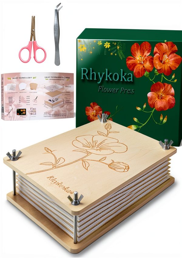Rhykoka Wooden Flower Press Kit Steel for Kids-0