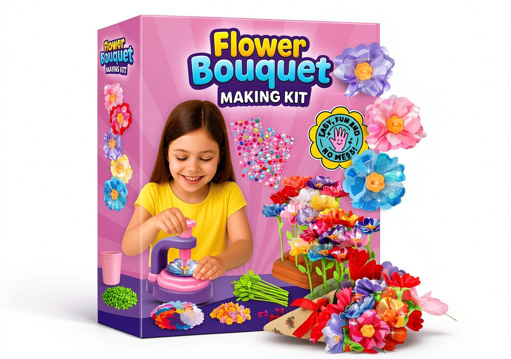 Sprinkles Toyz Flower Craft Kit components laid out on a table
