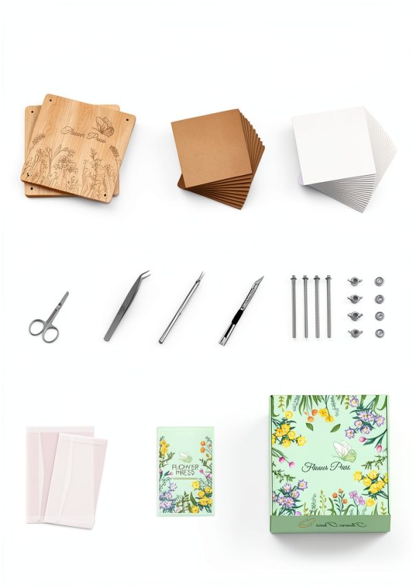 Wakhow Floral Press Kit for Teens Adults Natural Wood-2