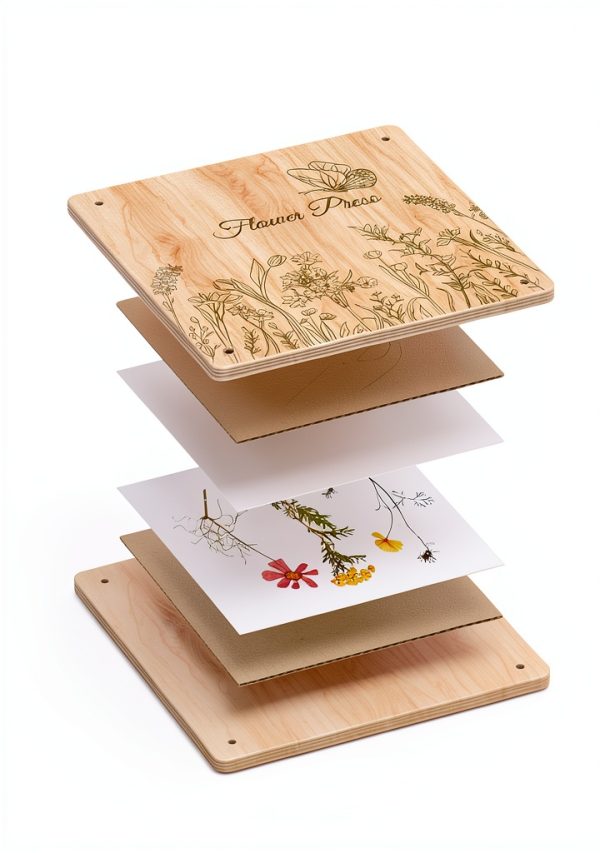 Wakhow Floral Press Kit for Teens Adults Natural Wood-5