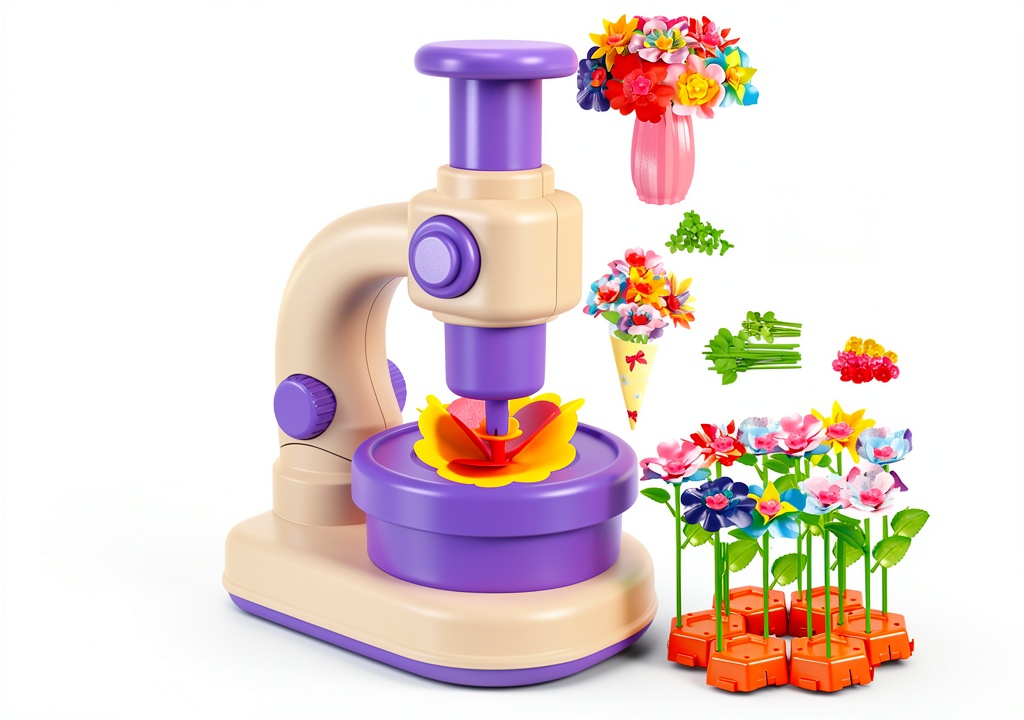 Child assembling a fabric flower bouquet with SANANT kit